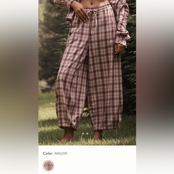 Anthropologie Other - NWT new XL Anthropologie flannel parachute pajama bottoms pants plaid mauve